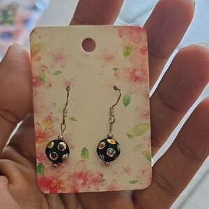 Floral Black Dangle Earrings